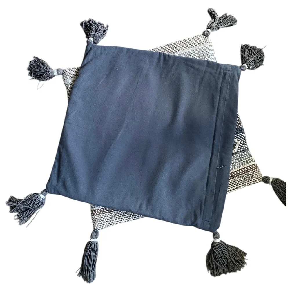 Boho Woven Wool Blend Pillow Covers 2 Pack‎ with Tassels Decorative Throw